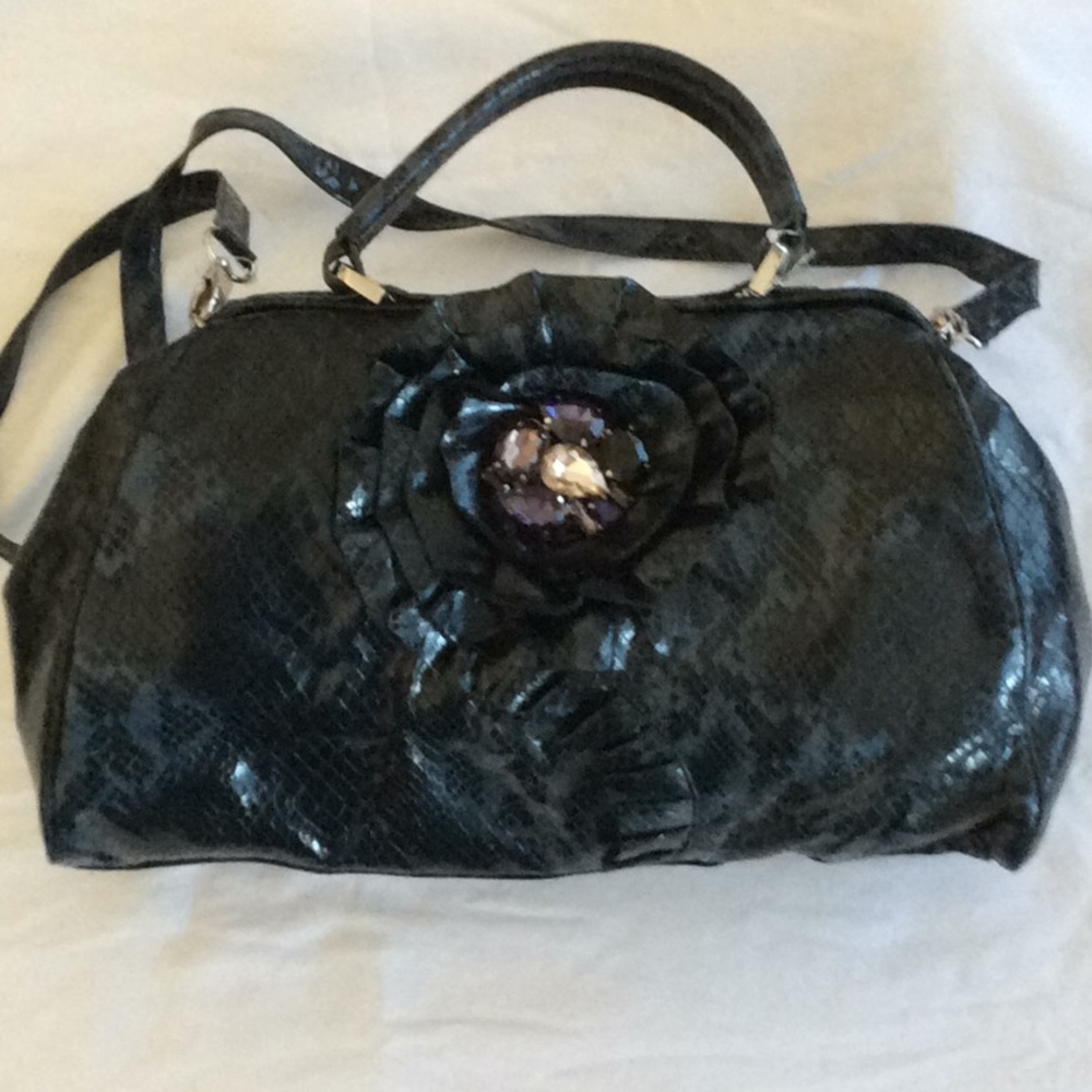💙NEW Jessica Simpson Ruffle Flower Blue Satchel💙
